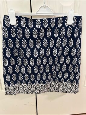 Talbots Petite Navy and White Patterned Mini Skirt